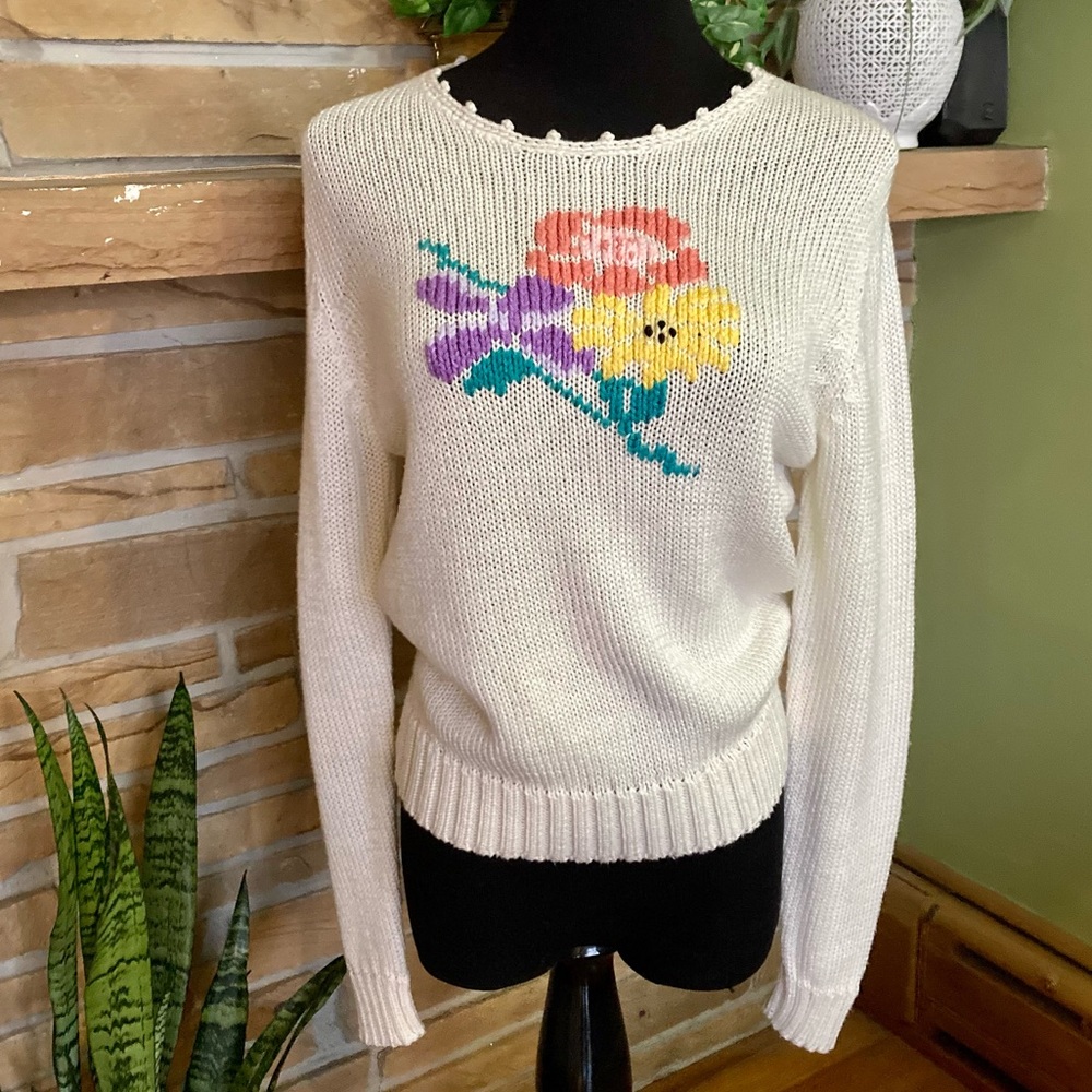 VTG Floral Knit Sweater - Picture 2 of 5